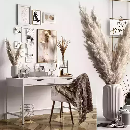 Workspace with pampas 3D model