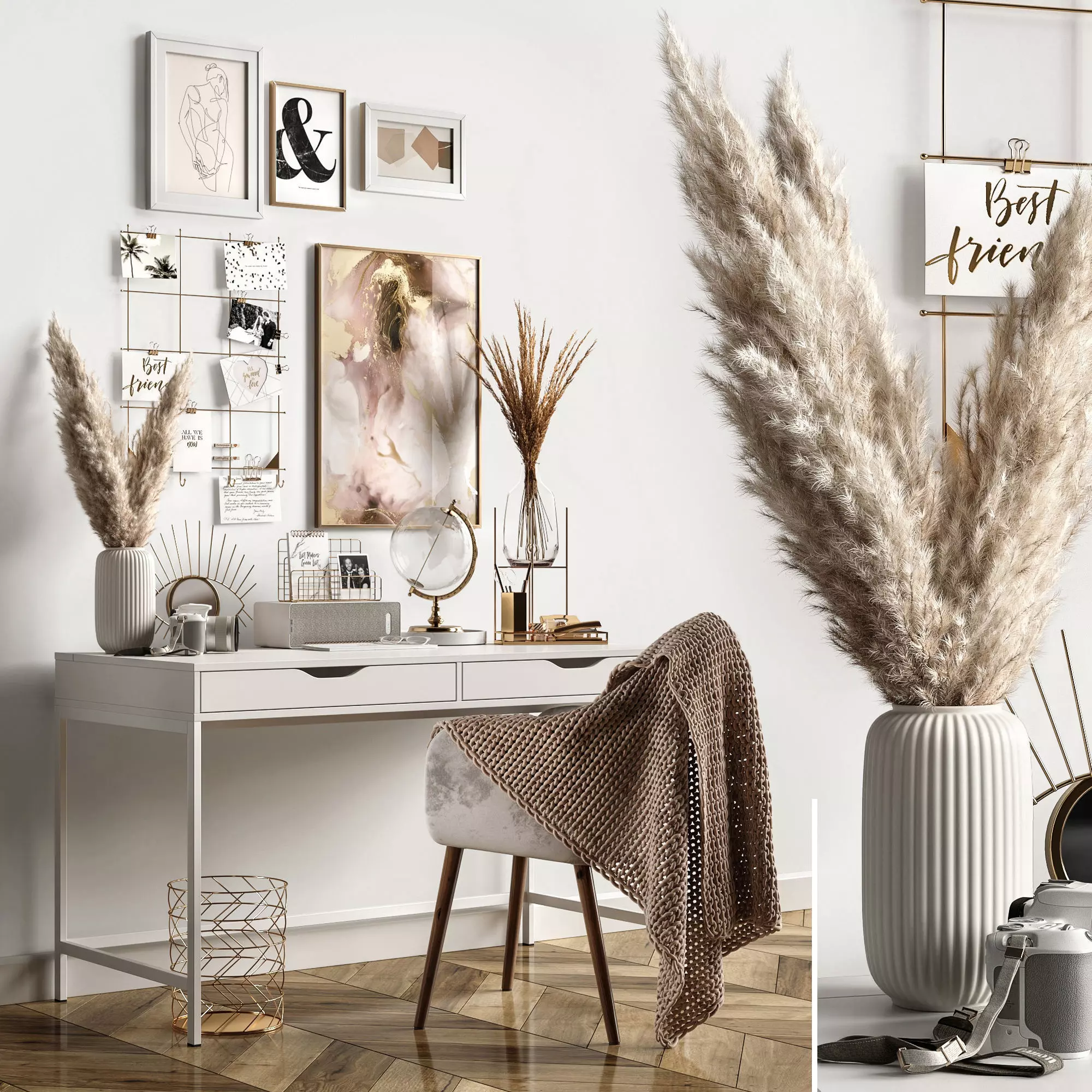 Workspace with pampas 3D model_0