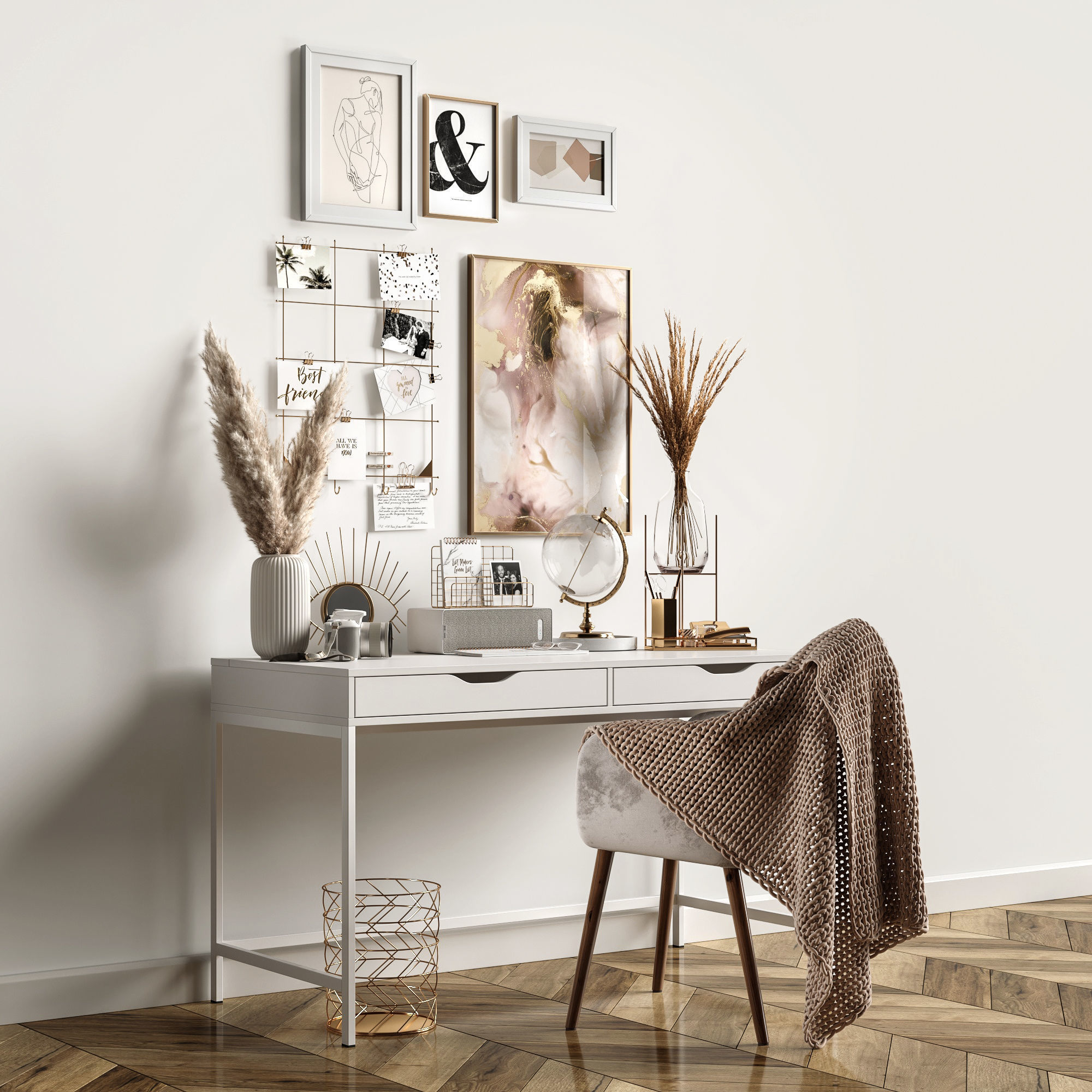 Workspace with pampas 3D model_8