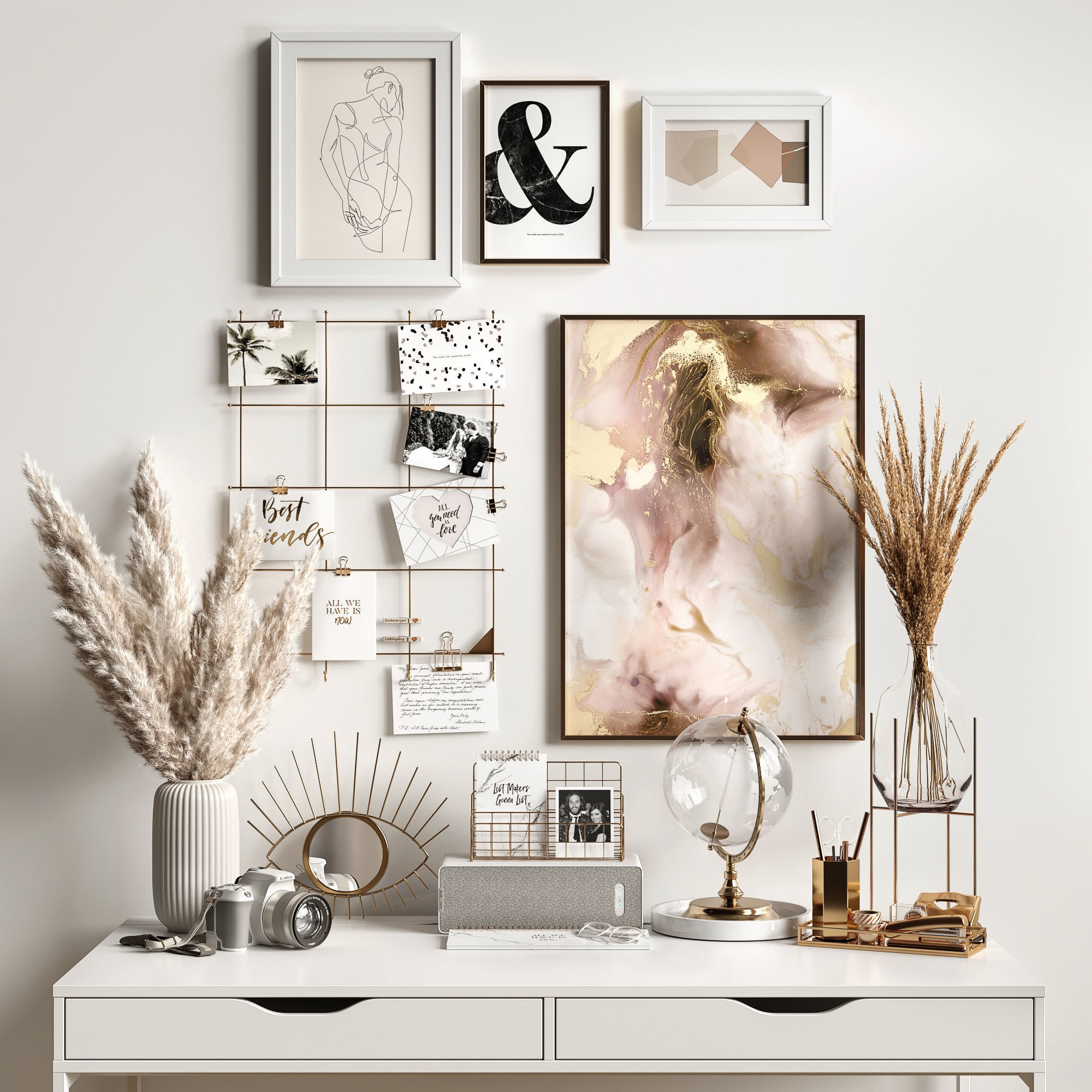 Workspace with pampas 3D model_1