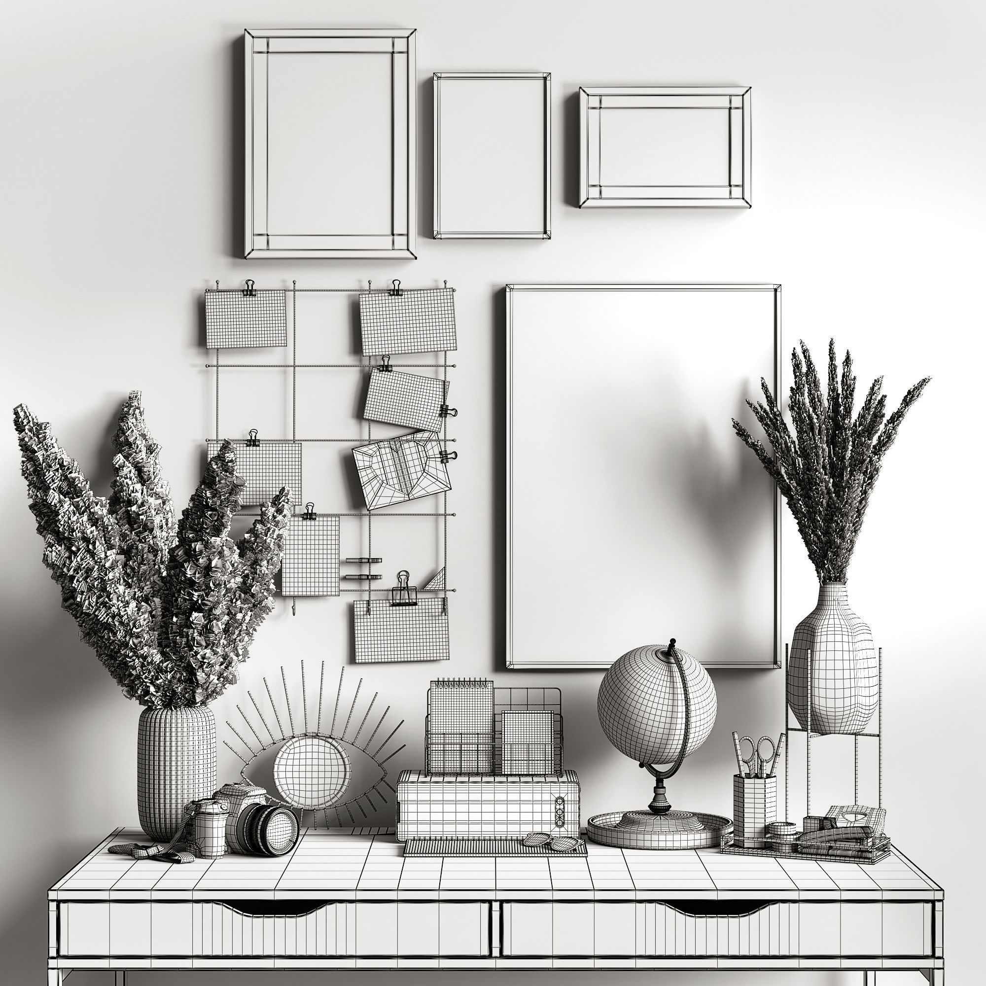 Workspace with pampas 3D model_10