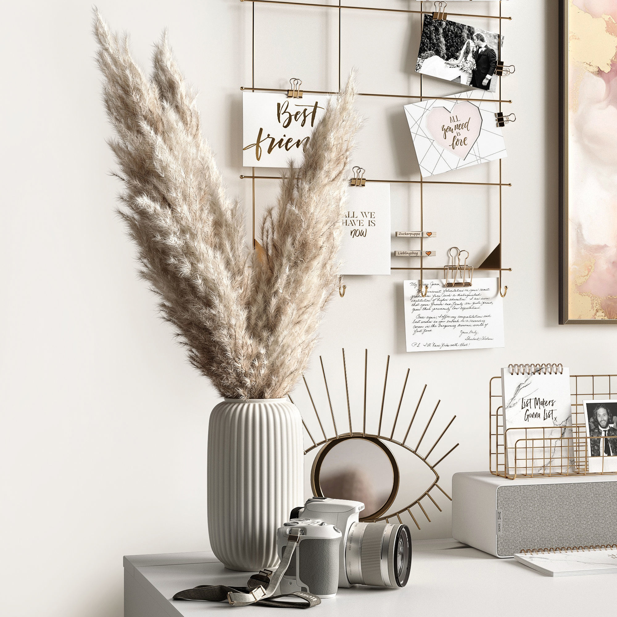 Workspace with pampas 3D model_2