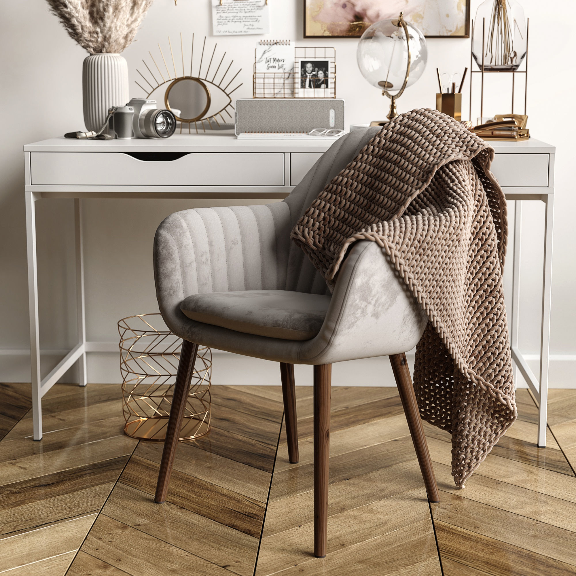 Workspace with pampas 3D model_7