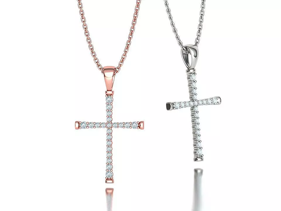 Diamond Cross Necklace Pendant 3Dmodel 22mm cross 3D print model