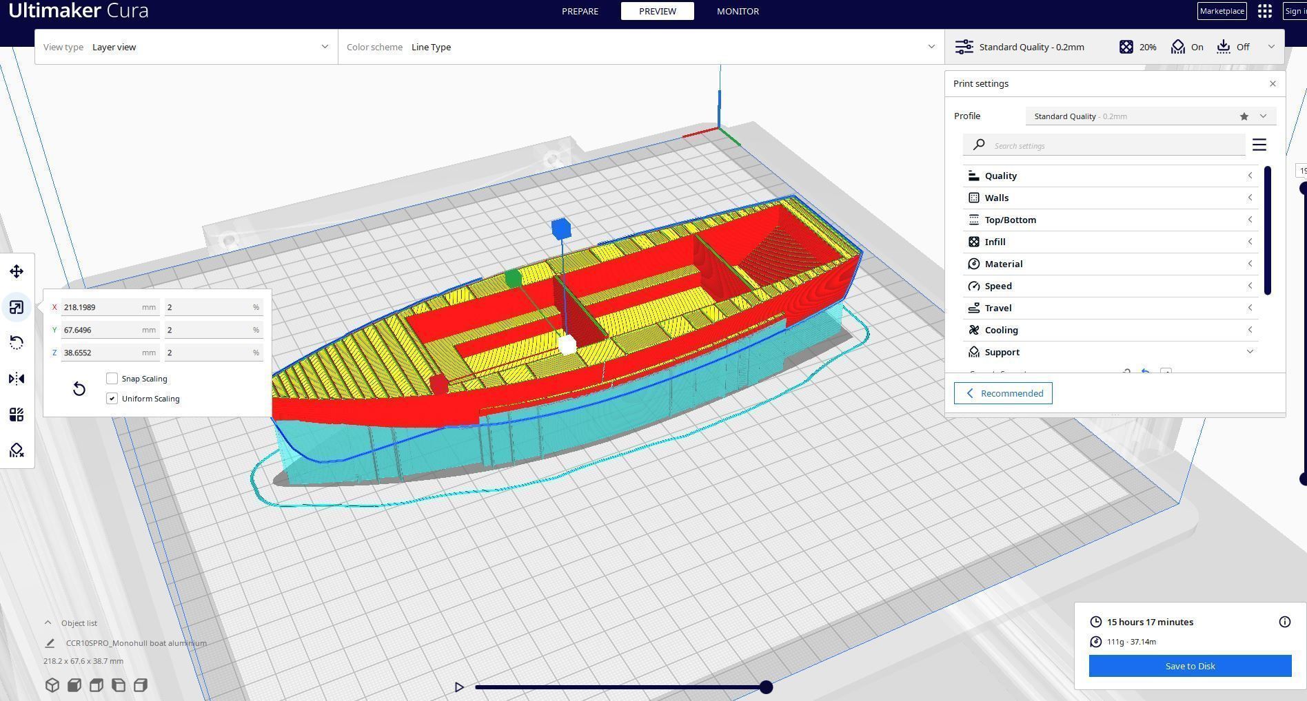 Monohull boat 3D print model_1