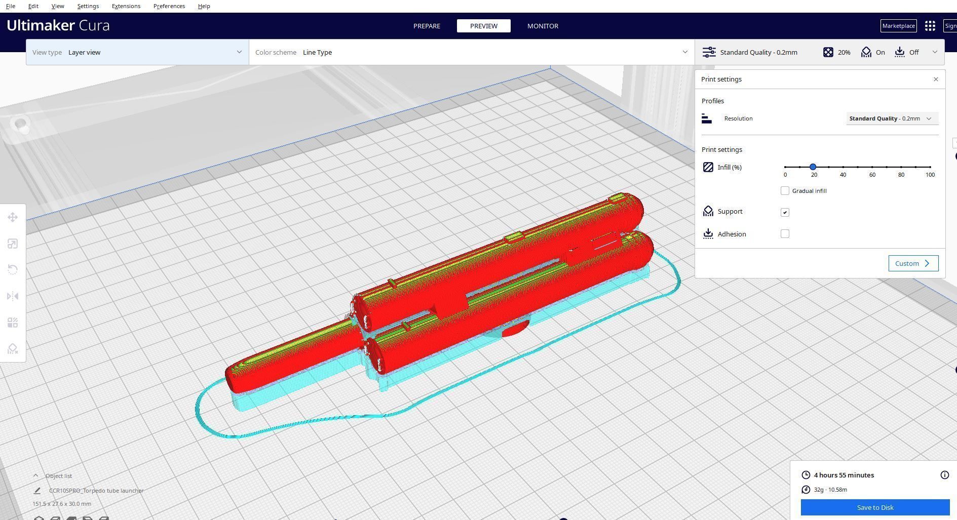 Torpedo With torpedo tube launcher 3D print model_2