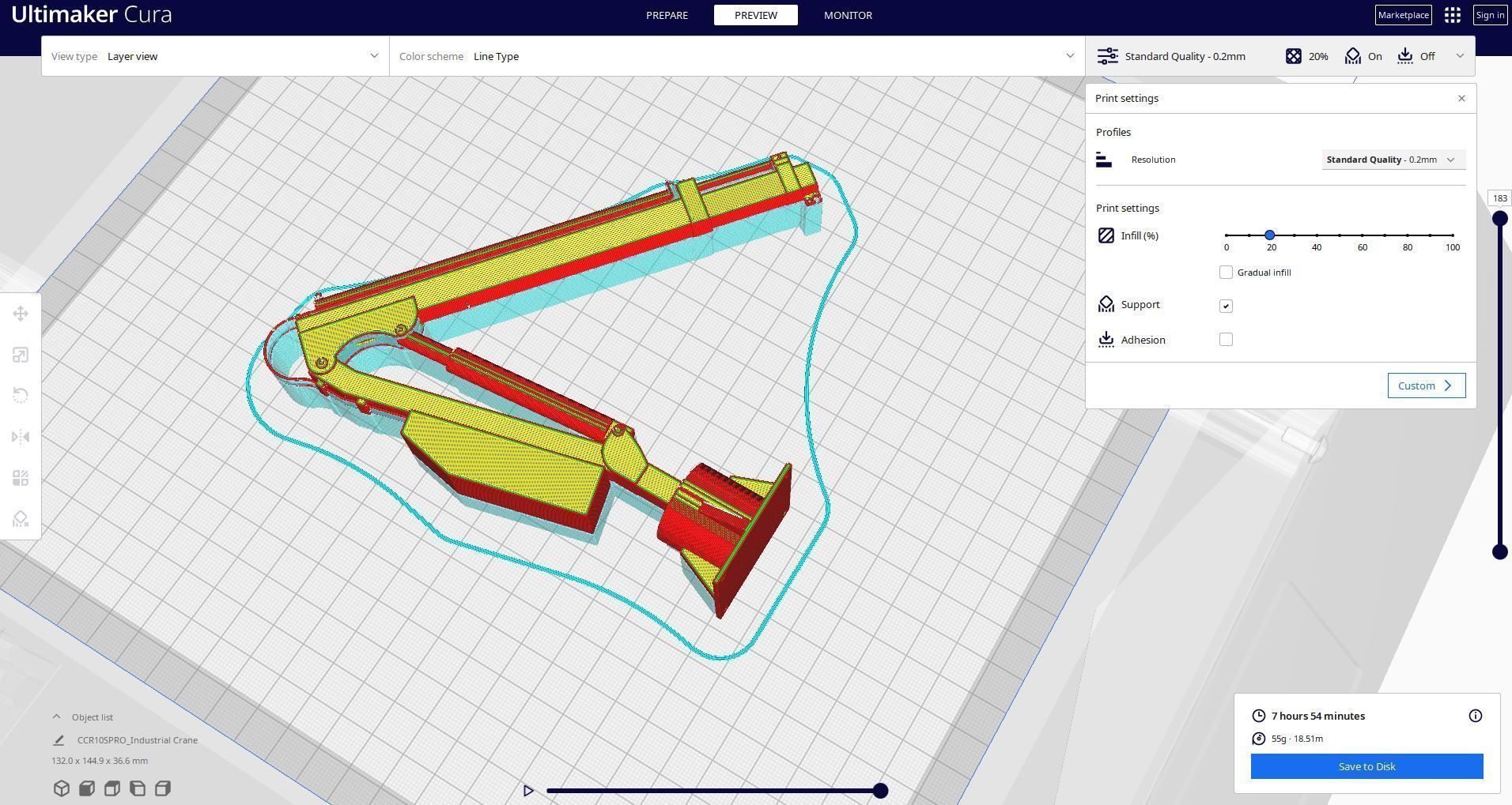 Industrial or deck crane 3D print model_1