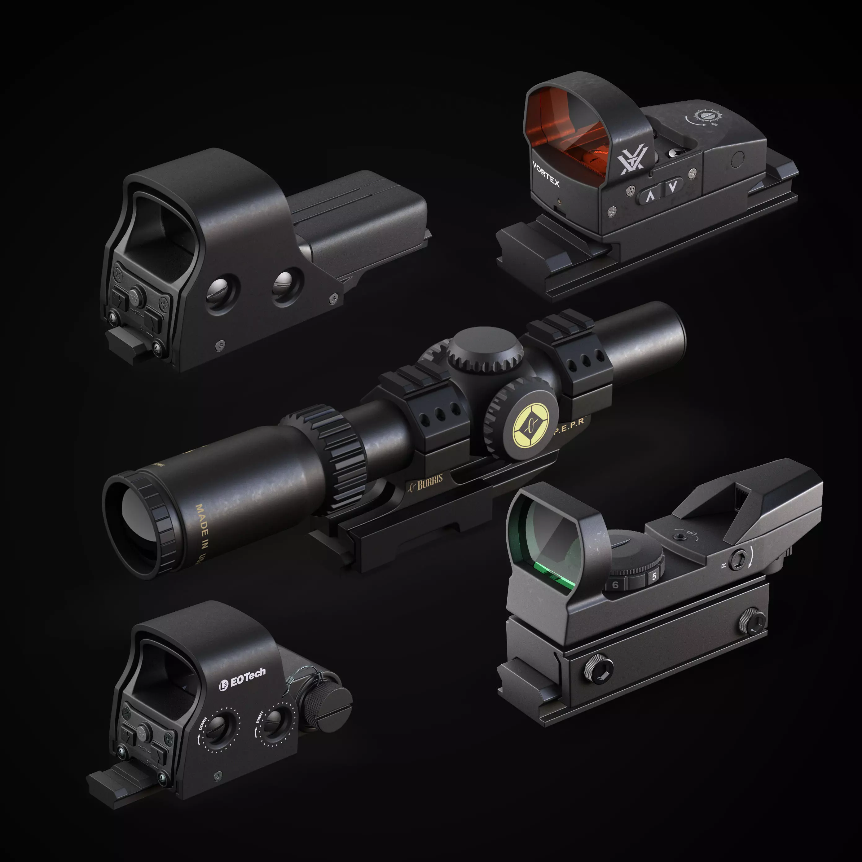 Various sighting scope 3D model_0
