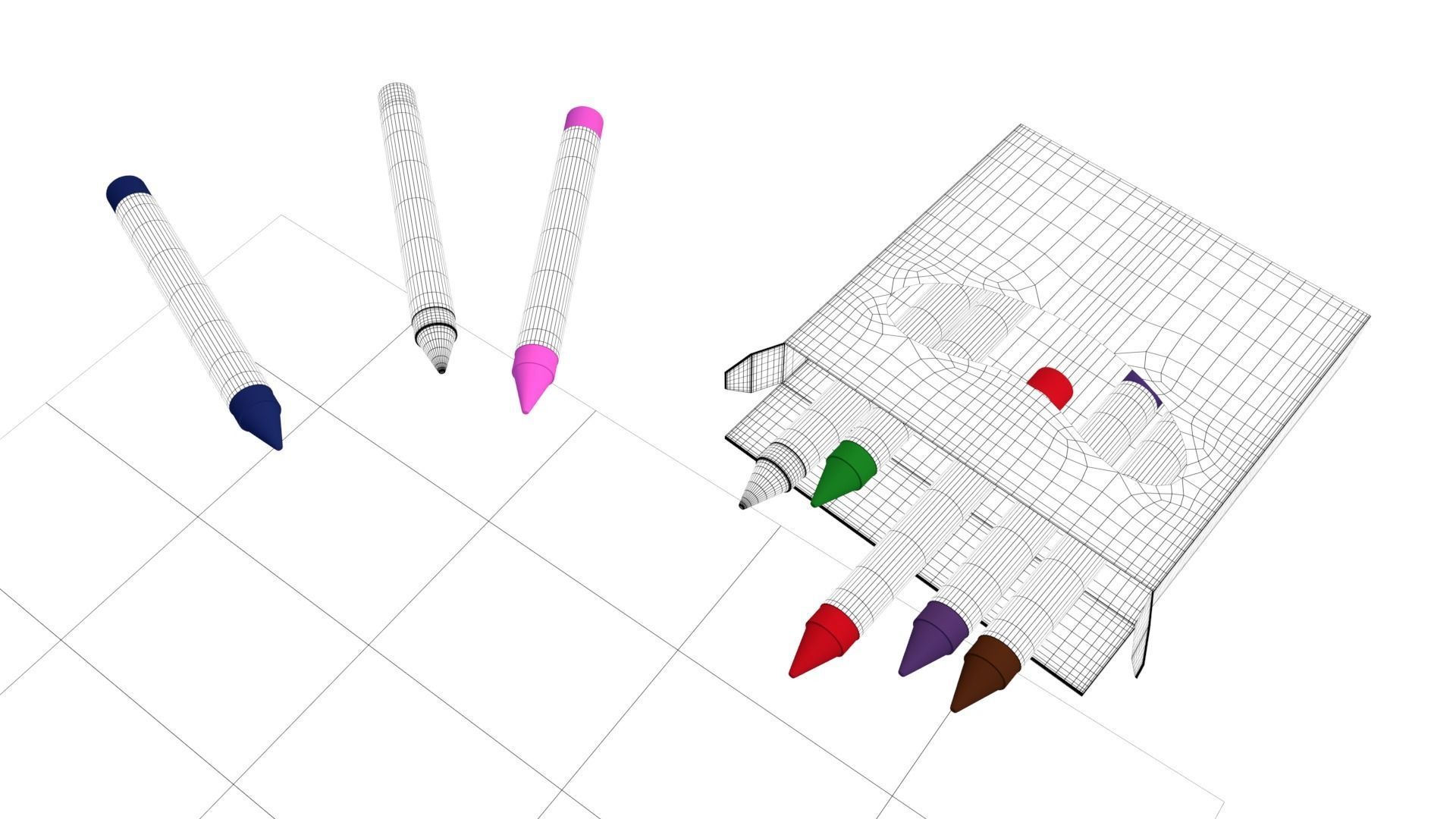 Crayon Box 3D model_2
