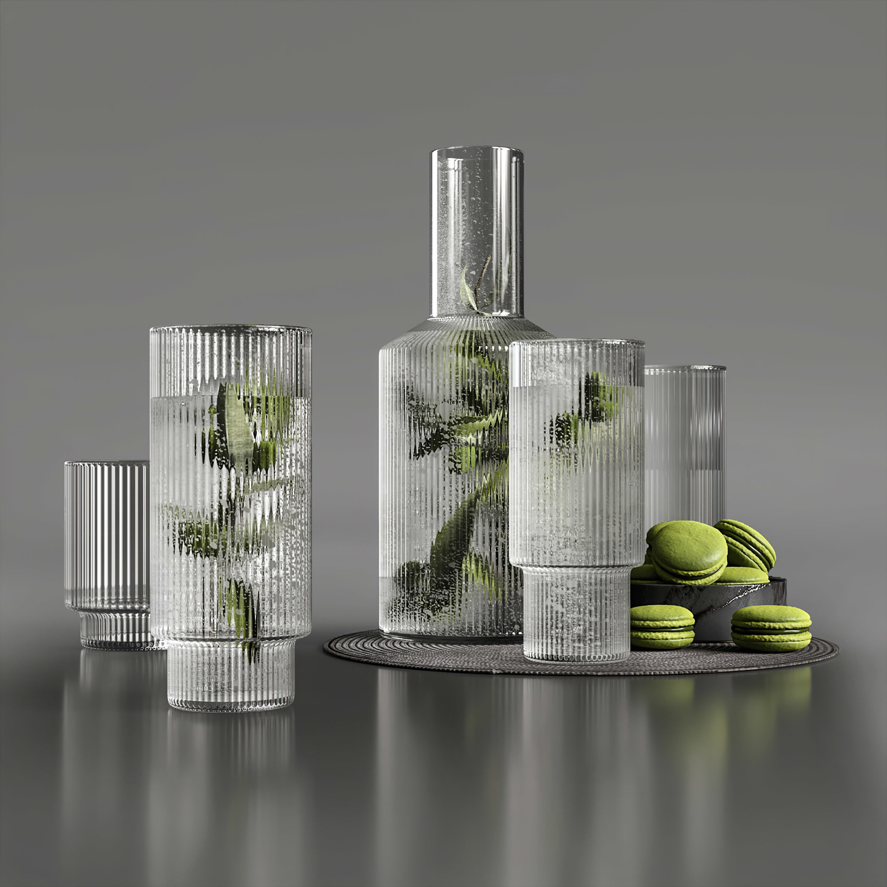 Ripple carafe with olives 3D model_3