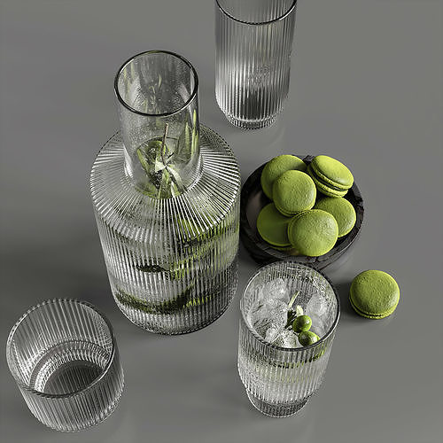 Ripple carafe with olives 3D model 2