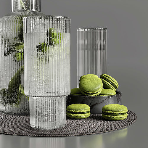 Ripple carafe with olives 3D model 3