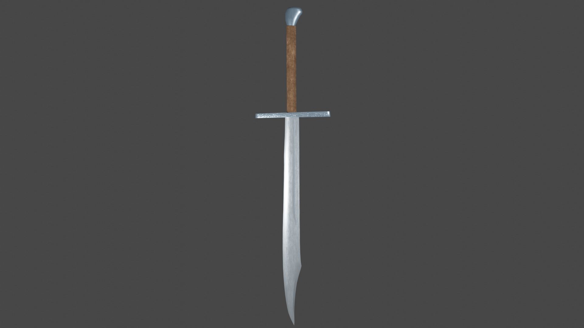 Falchion sword with Grossmesser handle Low-poly 3D model_6