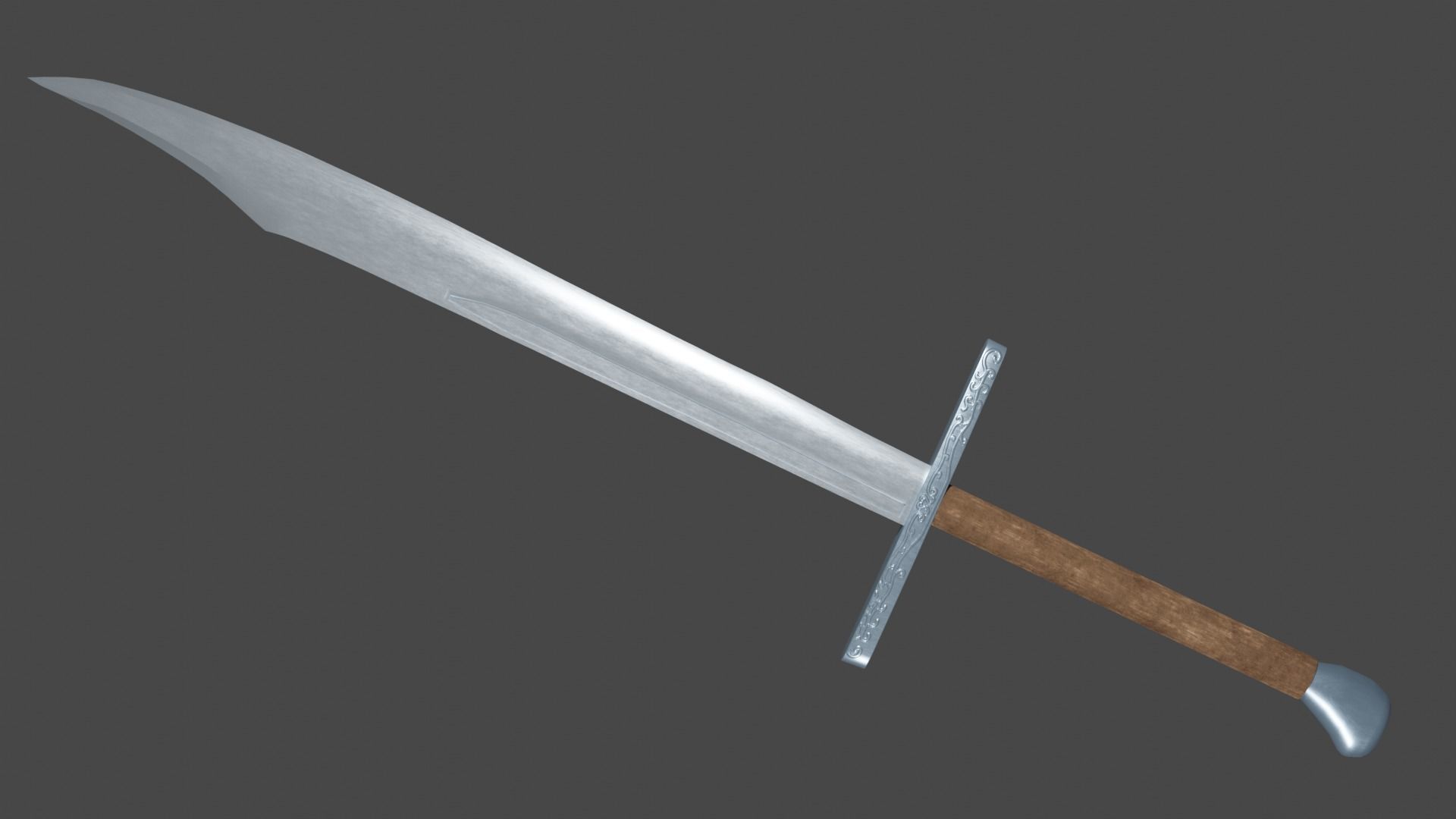 Falchion sword with Grossmesser handle Low-poly 3D model_3