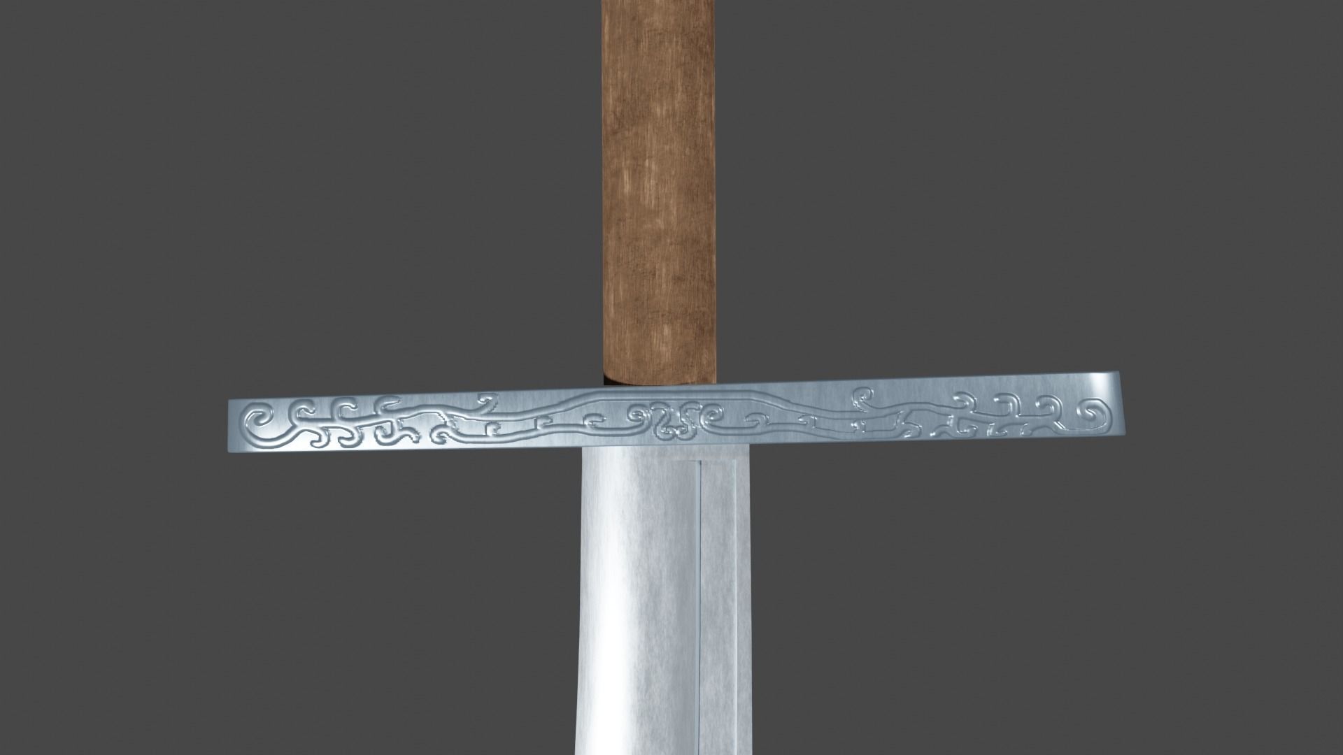 Falchion sword with Grossmesser handle Low-poly 3D model_9