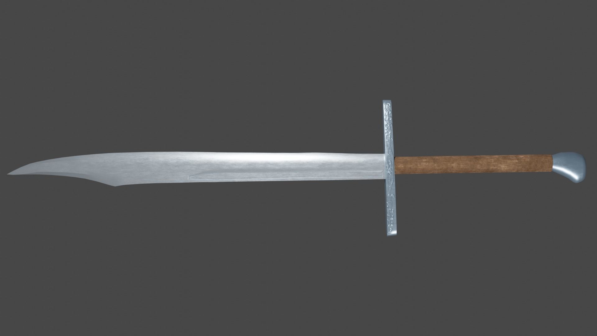 Falchion sword with Grossmesser handle Low-poly 3D model_4