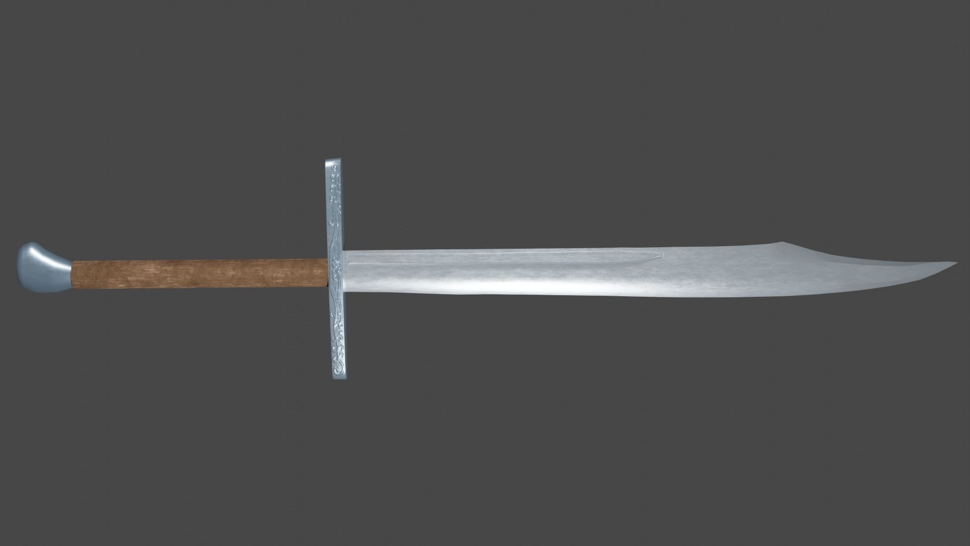 Falchion sword with Grossmesser handle Low-poly 3D model_5