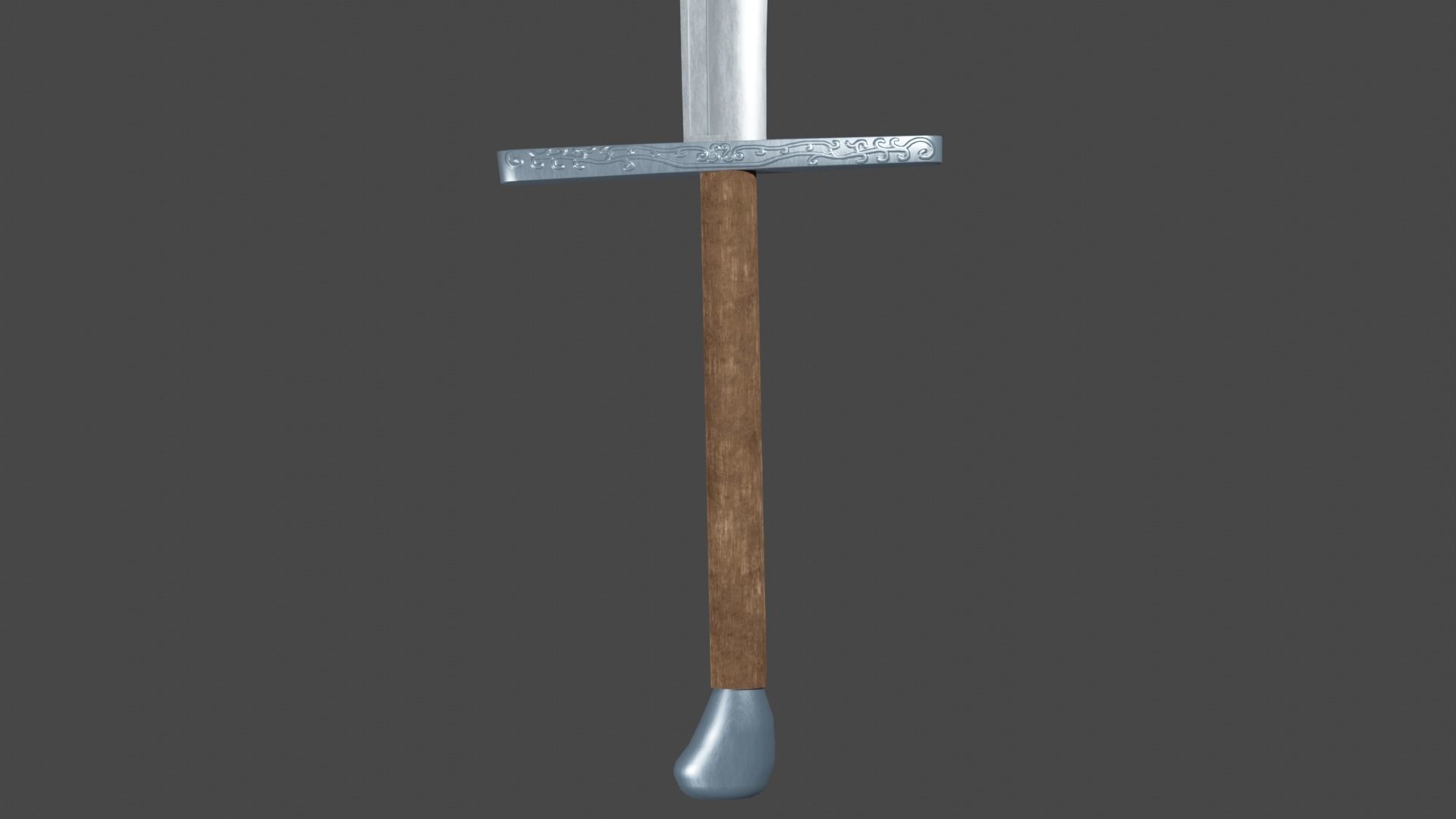 Falchion sword with Grossmesser handle Low-poly 3D model_8