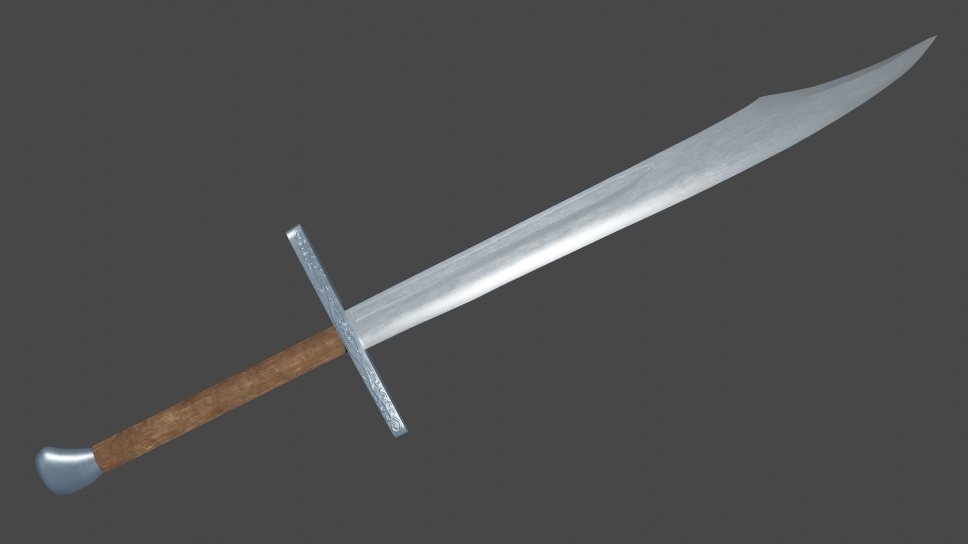 Falchion sword with Grossmesser handle Low-poly 3D model_2