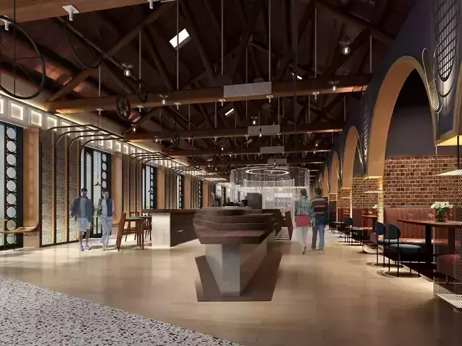 Industrial self-service restaurant style