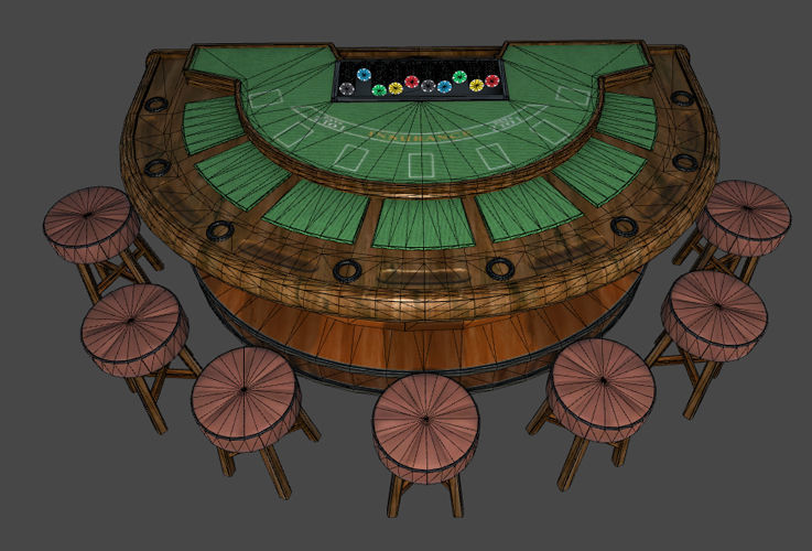 Casino Table Sets Low-poly 3D model_3