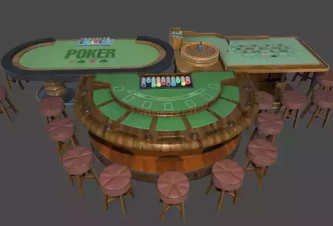 Casino Table Sets Low-poly 3D model