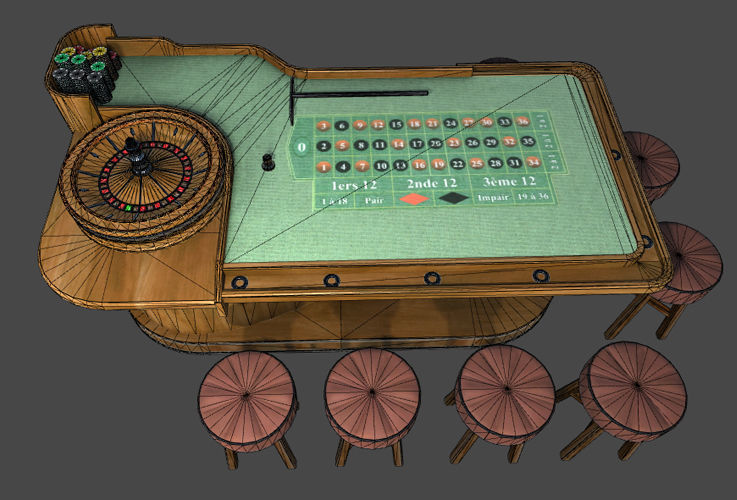 Casino Table Sets Low-poly 3D model_6