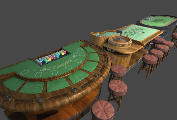Casino Table Sets Low-poly 3D model_4