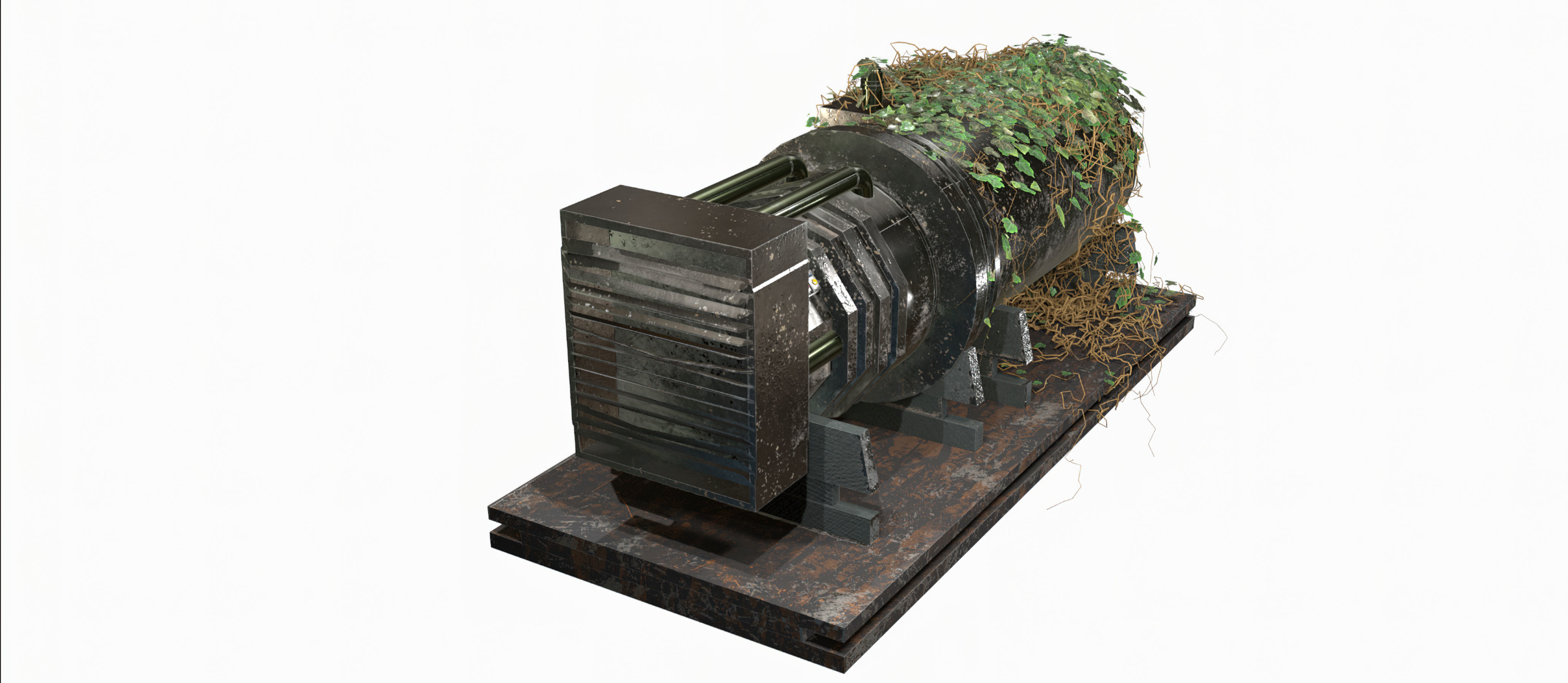 Post Apocalyptic Generator Free low-poly 3D model_3