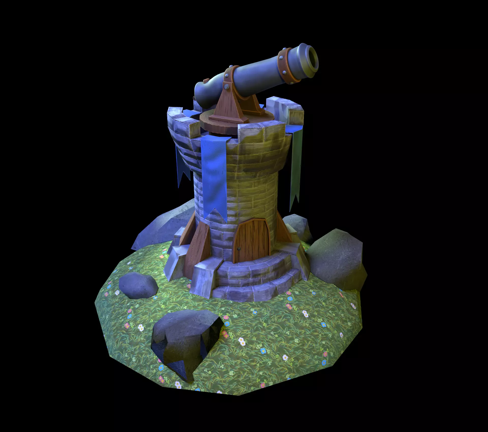 Tower defence Low-poly 3D model_0