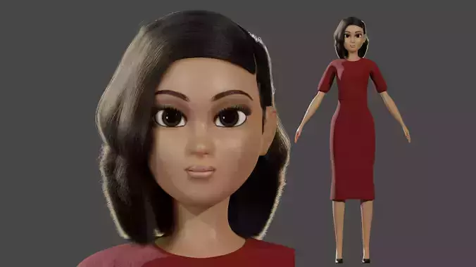 Rigged Cartoon Black Woman Viola