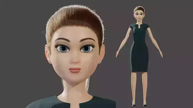 Rigged Cartoon White Woman Alicia