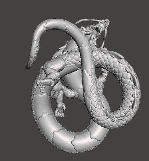 CHINESE DRAGON MONSTER MINIATURE FIGURE FANTASY GAMES DND RPG 3D print model_5