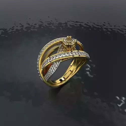 Alliance 3 rings wedding ring - Jewelry 3D - AN-618