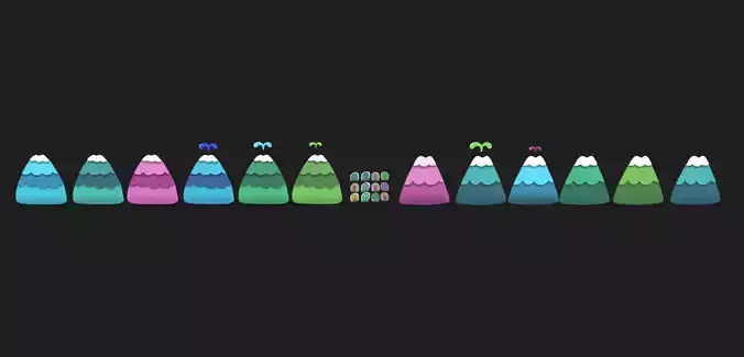 2d mountain Low-poly 3D model