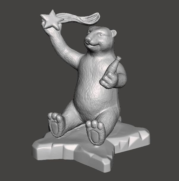COCA COLA COKE POLAR BEAR WITH STAR PROMOTIONAL FIGURE NEW YEAR 3D print model_1