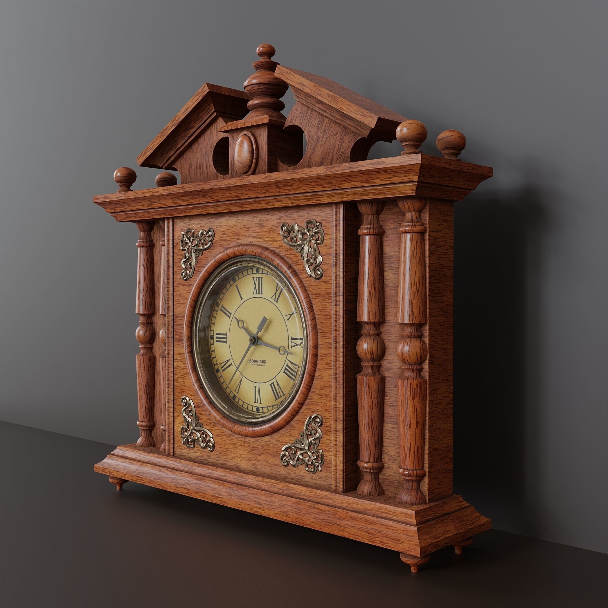Wooden table clock 083 3D model_2