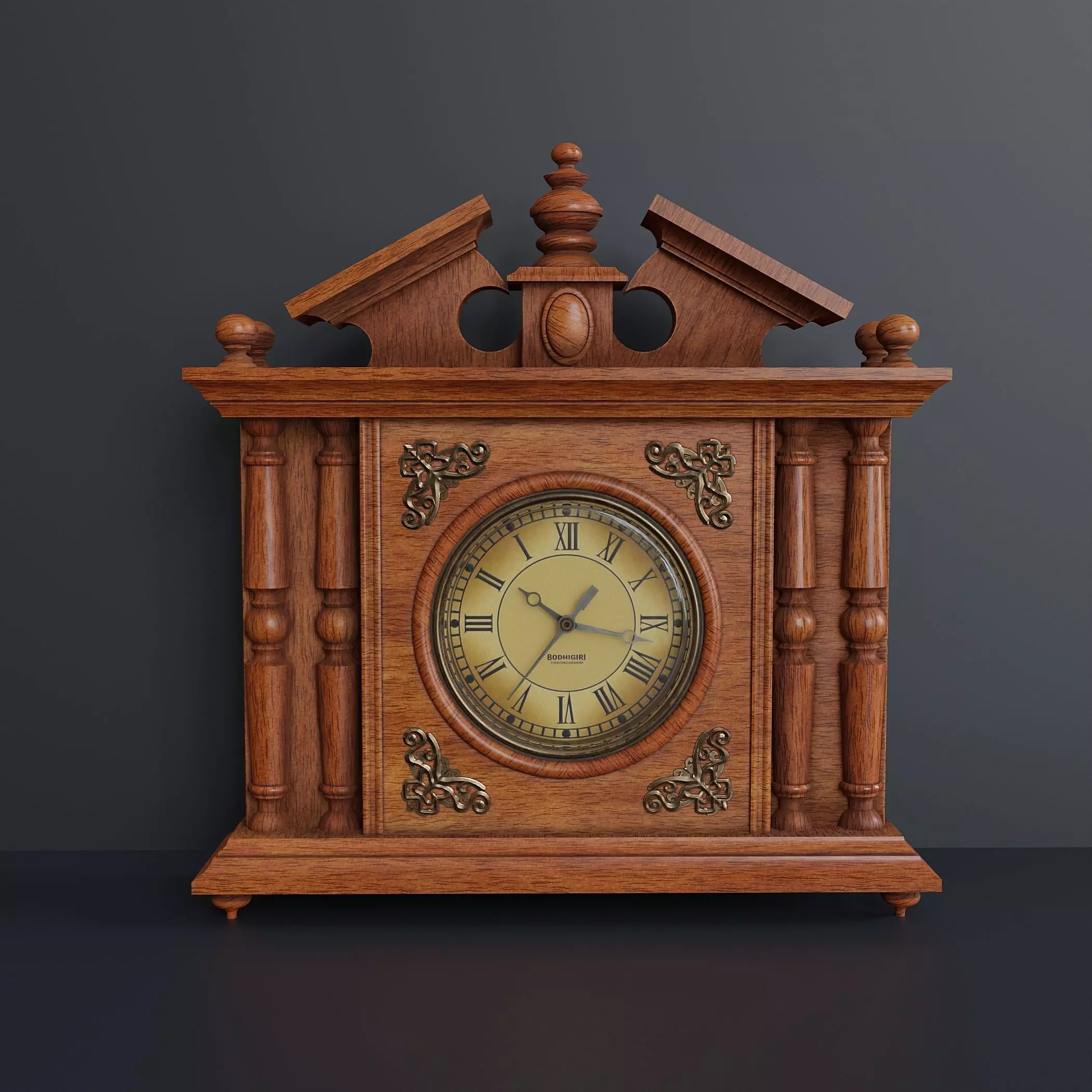 Wooden table clock 083 3D model_0