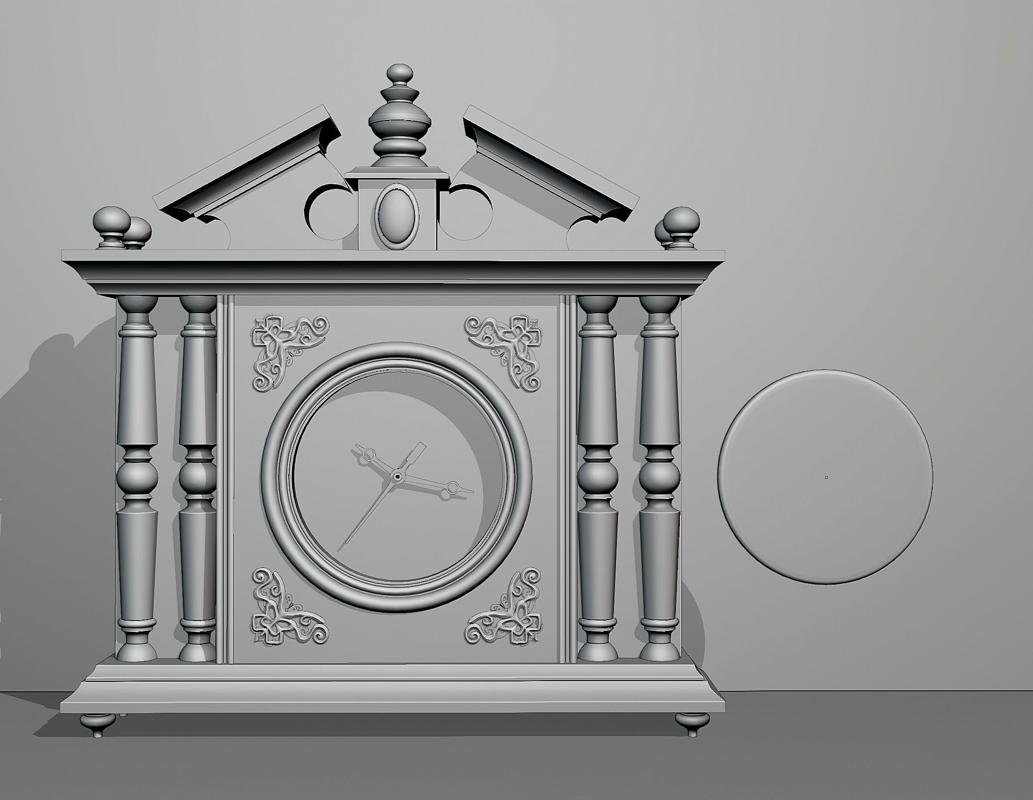 Wooden table clock 083 3D model_3