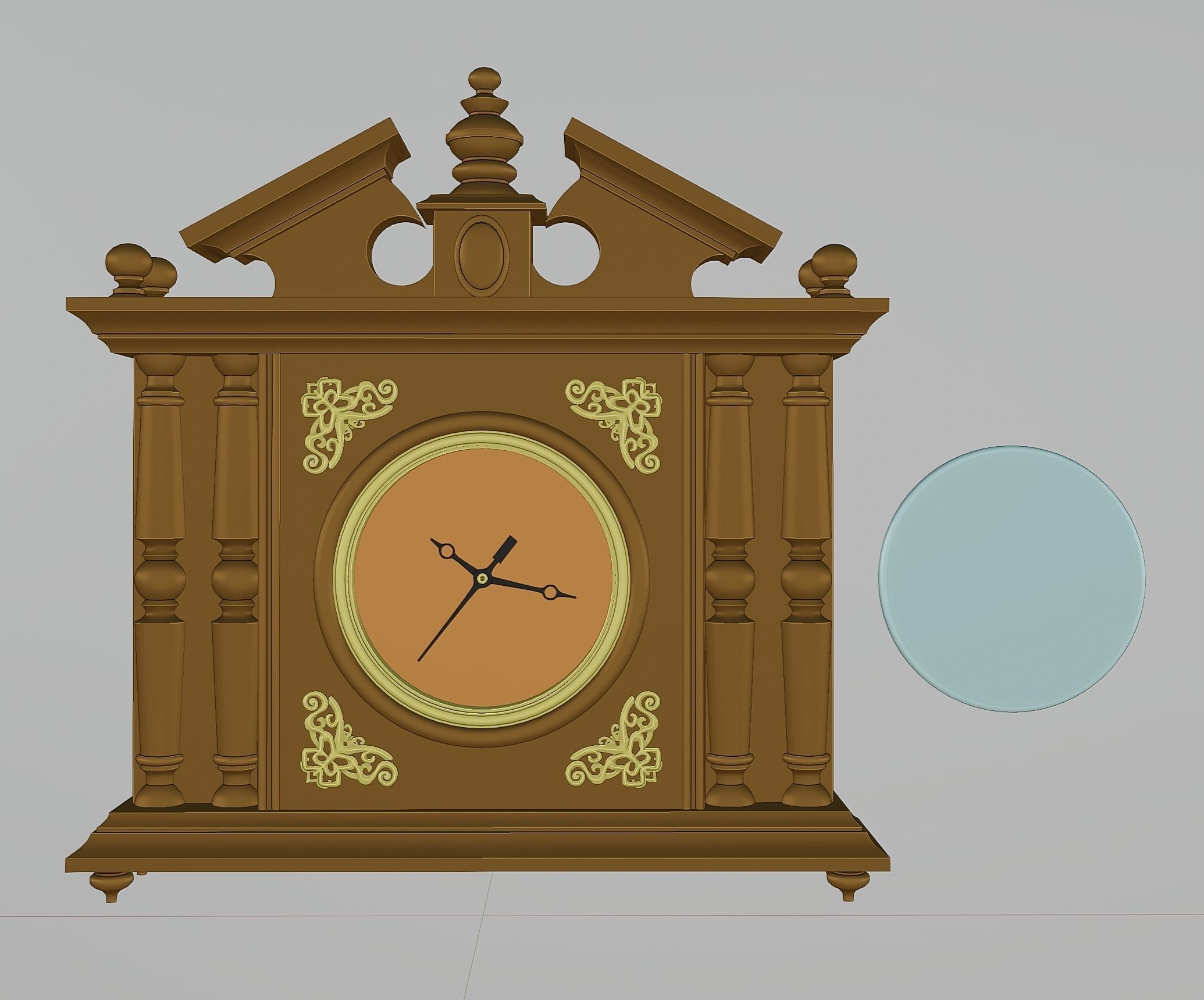 Wooden table clock 083 3D model_5