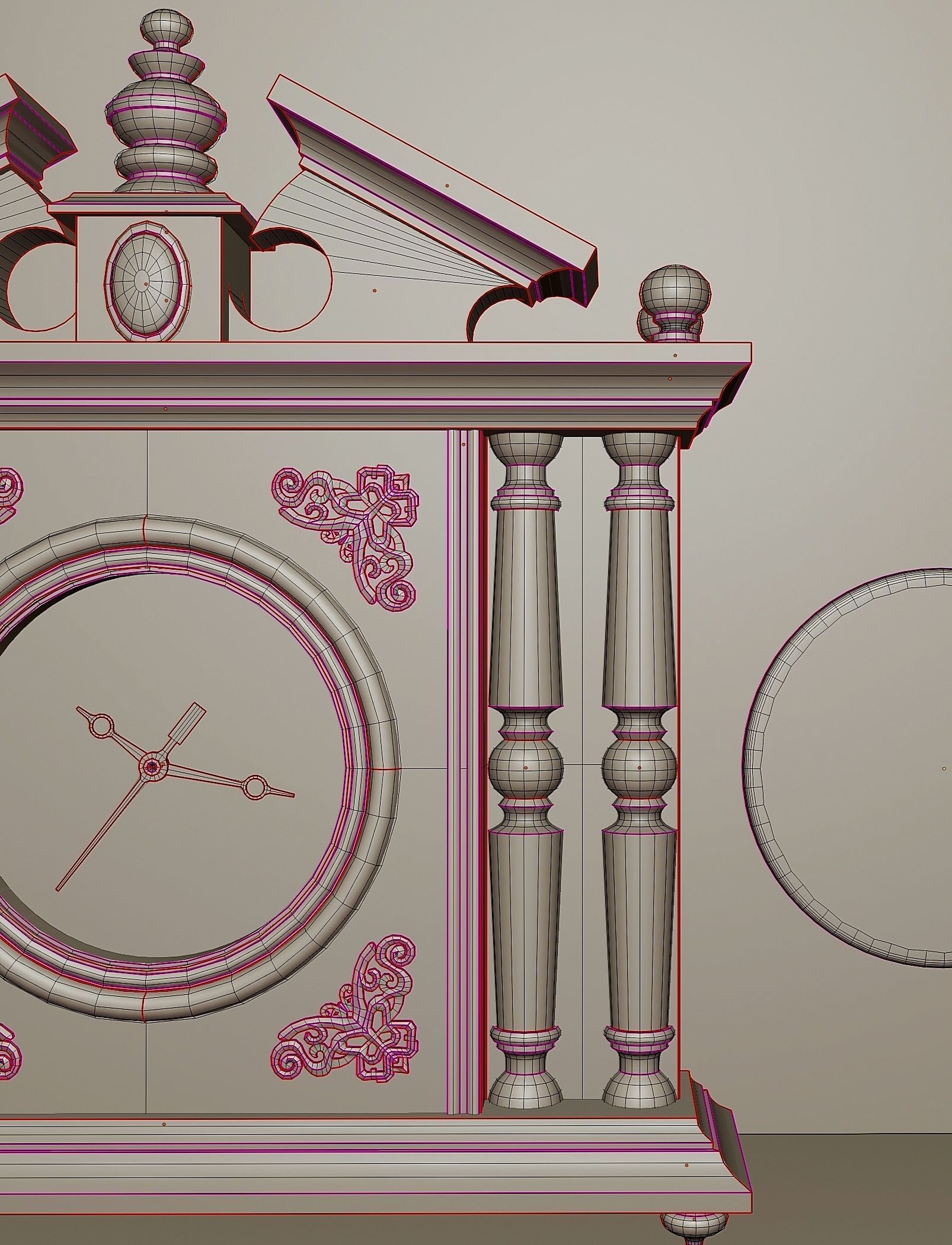 Wooden table clock 083 3D model_4