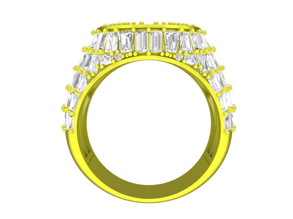 Straight Baguette Diamond Oval Signet Men Ring 3D Model A7141 3D print model_2