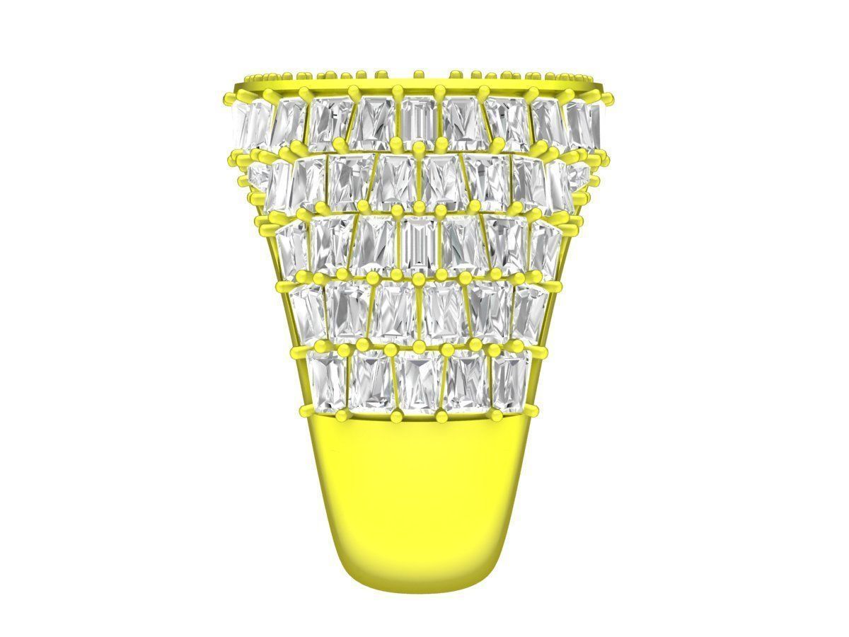 Straight Baguette Diamond Oval Signet Men Ring 3D Model A7141 3D print model_3