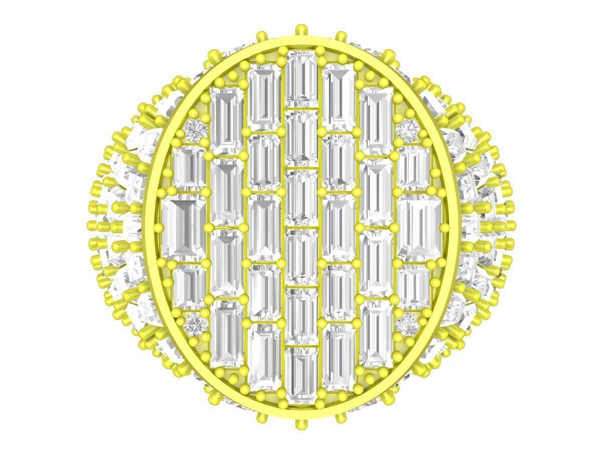 Straight Baguette Diamond Oval Signet Men Ring 3D Model A7141 3D print model_1