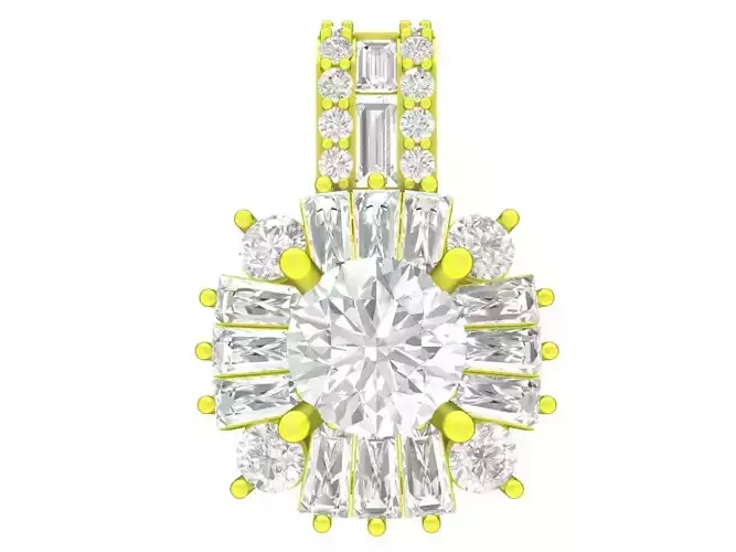 Luxury Hongkong Style Baguette Diamond Women Pendant 7144A