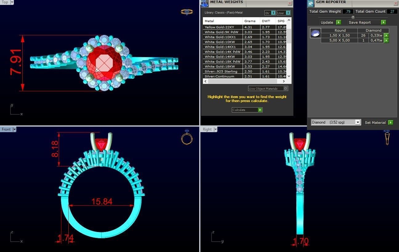 Diamond Ring - Womens Rings - GN165 3D print model_8