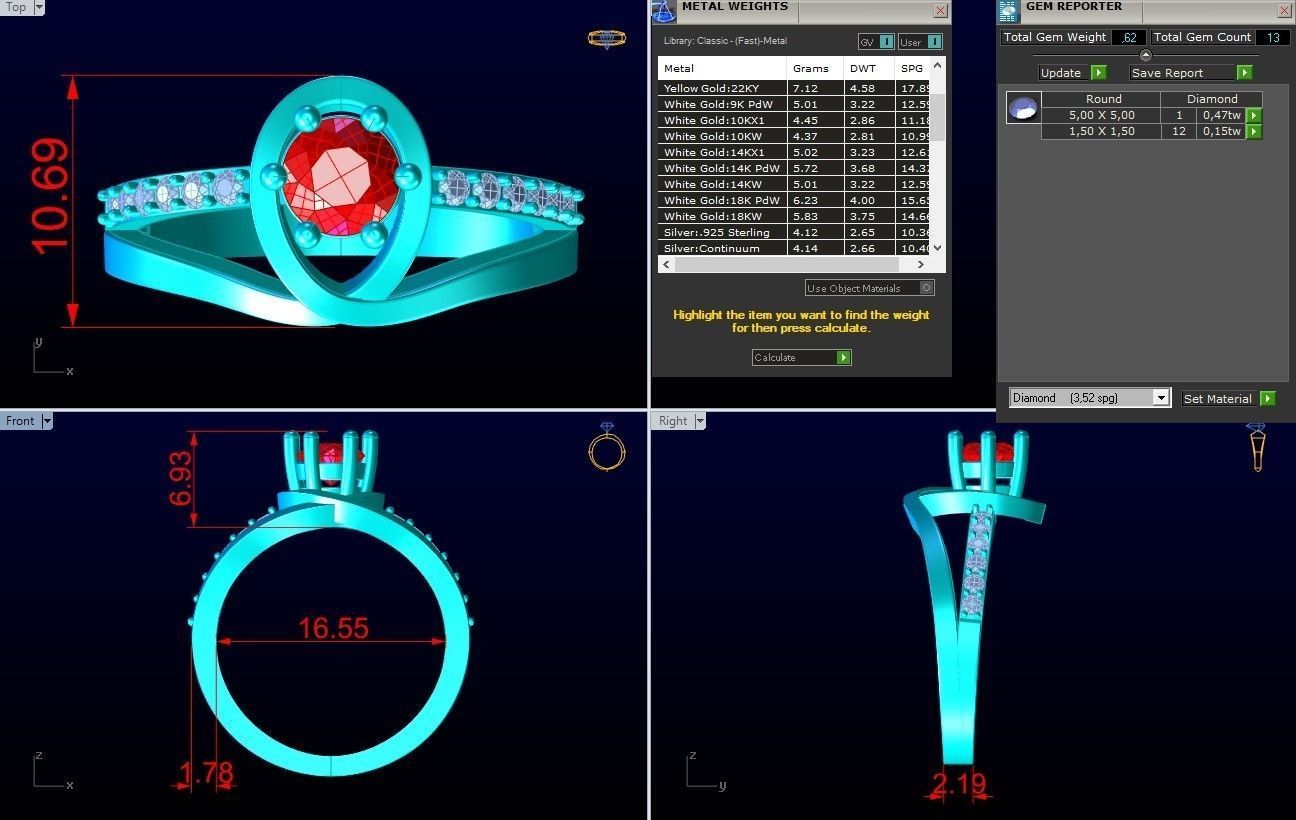 Diamond Ring - Womens Rings - GN166 3D print model_8