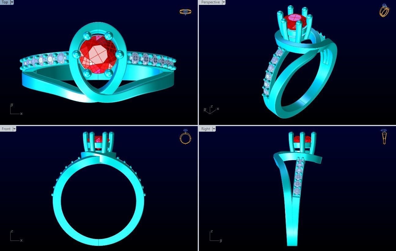 Diamond Ring - Womens Rings - GN166 3D print model_10