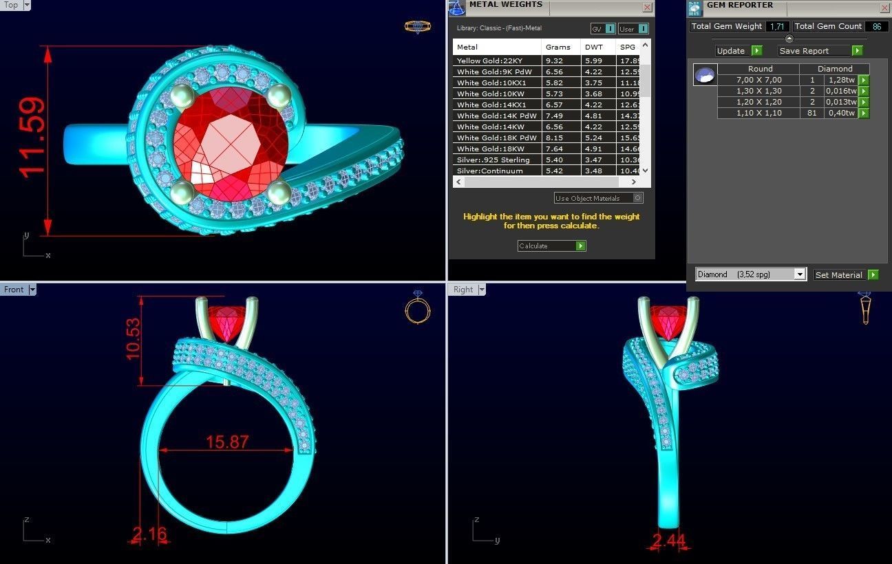 Diamond Ring - Womens Rings - GN169 3D print model_8