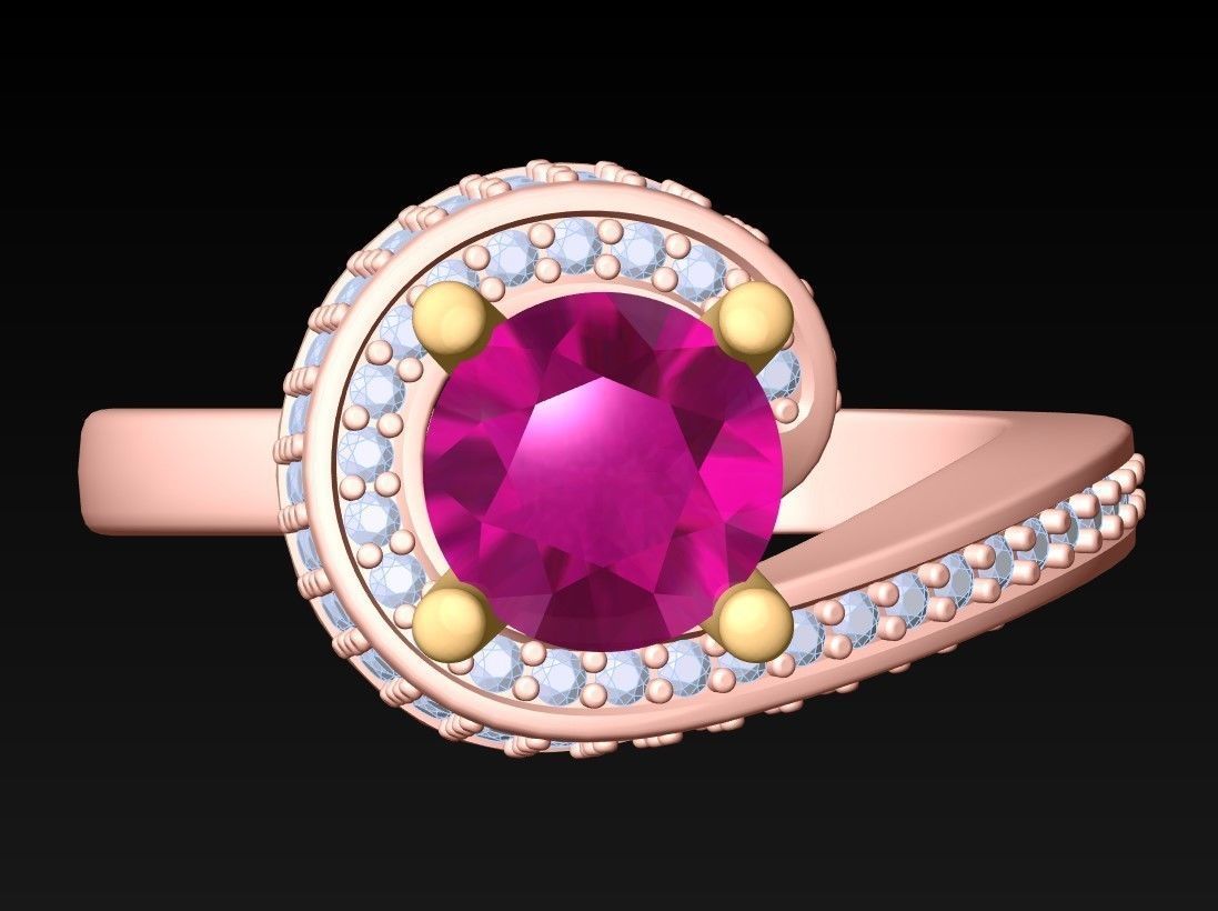 Diamond Ring - Womens Rings - GN169 3D print model_4